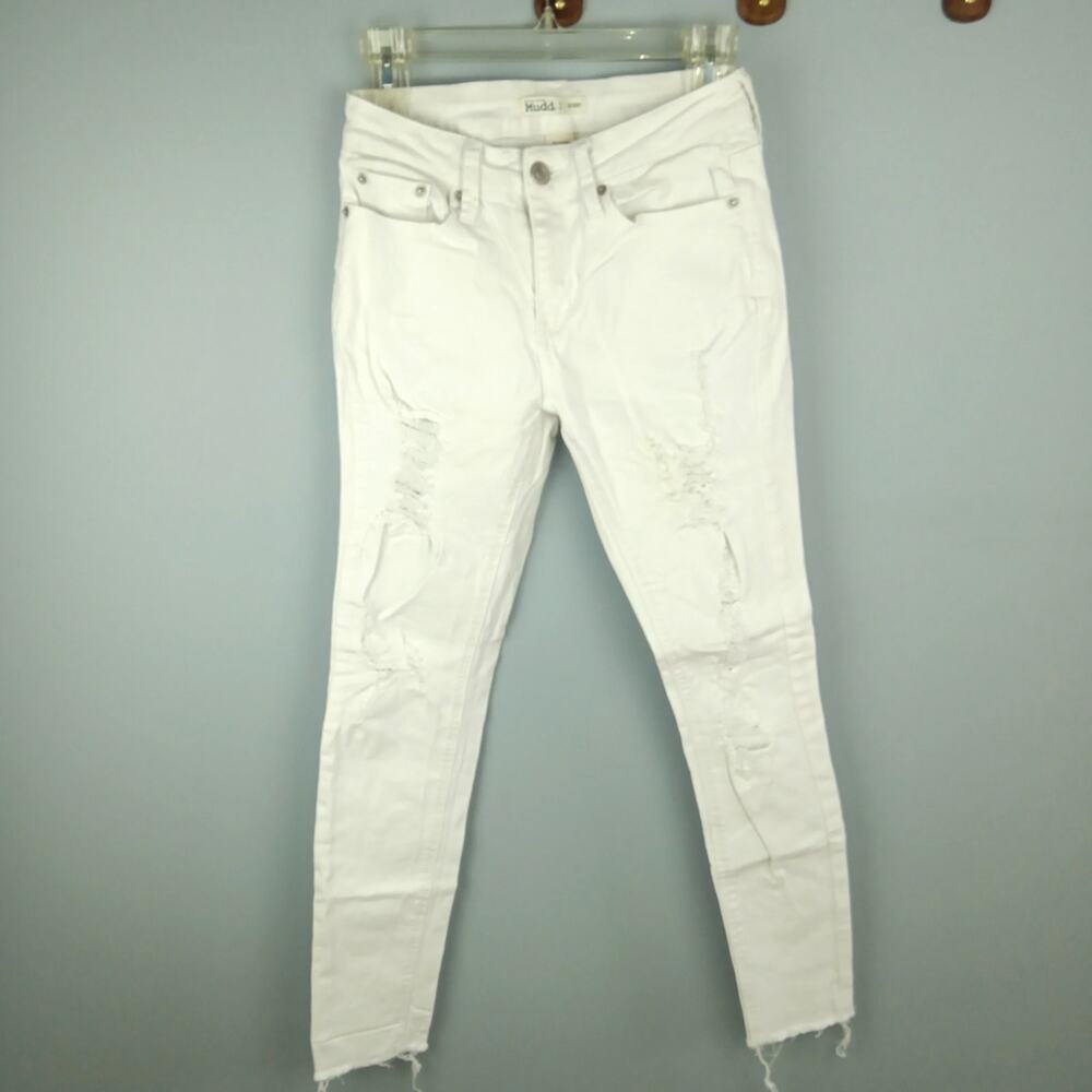 Mudd Women's White Distressed Skinny Jeans